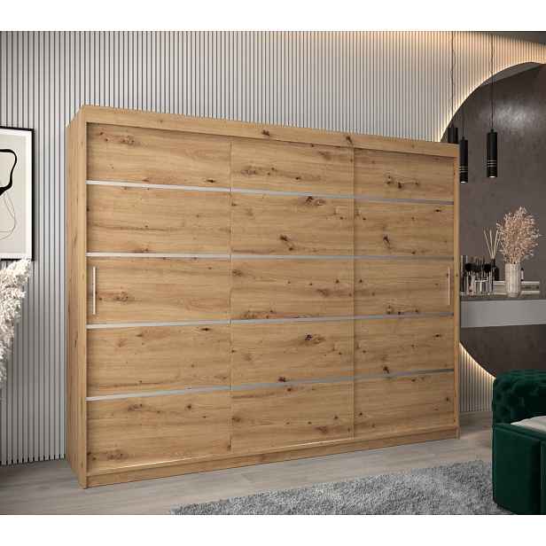 Šatní skříň ENNI - šířka 250 cm, dub artisan