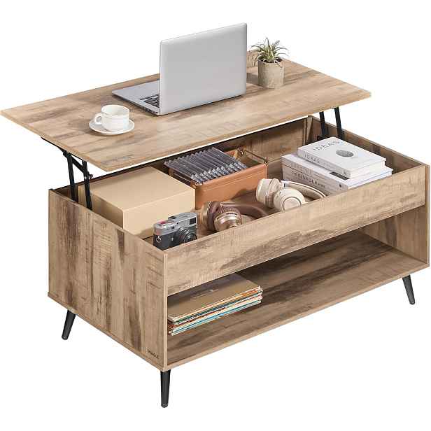 SONGMICS Konferenční stolek s výsuvnou deskou Vasagle Diff 100 cm camel hnědý/černý