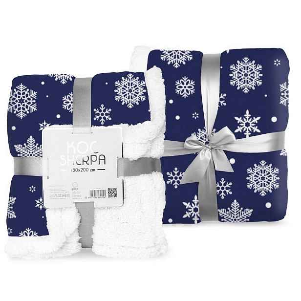 Vánoční deka 150x200 Sherpa modrá, modrá, teplá, zimní