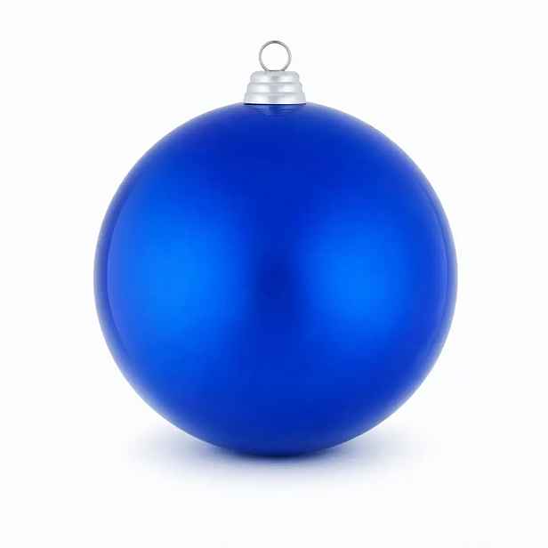 Velká vánoční koule 20 cm, modrá lesklá, UV, plastová, venkovní