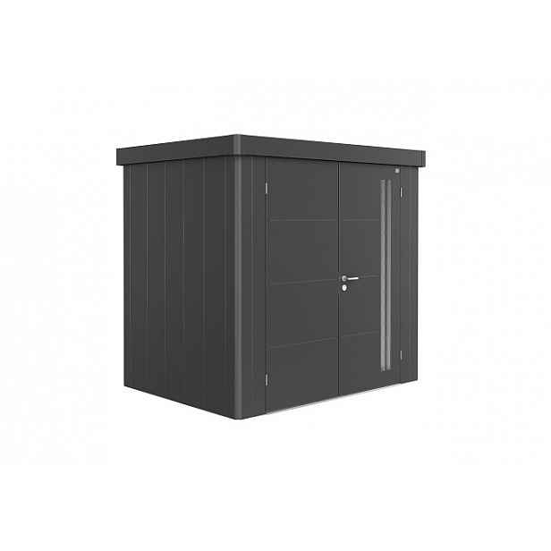 Zahradní domek NEO 1B, tmavě šedá, dvoukřídlé dveře BH85060