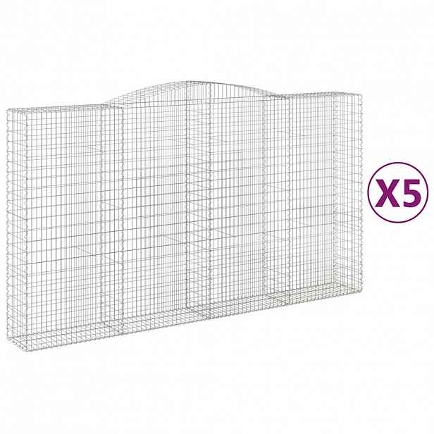vidaXL Klenuté gabionové koše 5 ks 400x50x220/240cm pozinkované železo