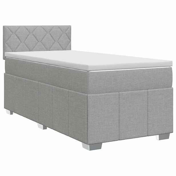 vidaXL Postel boxspring s matrací Světle šedá 100 x 200 cm Textil