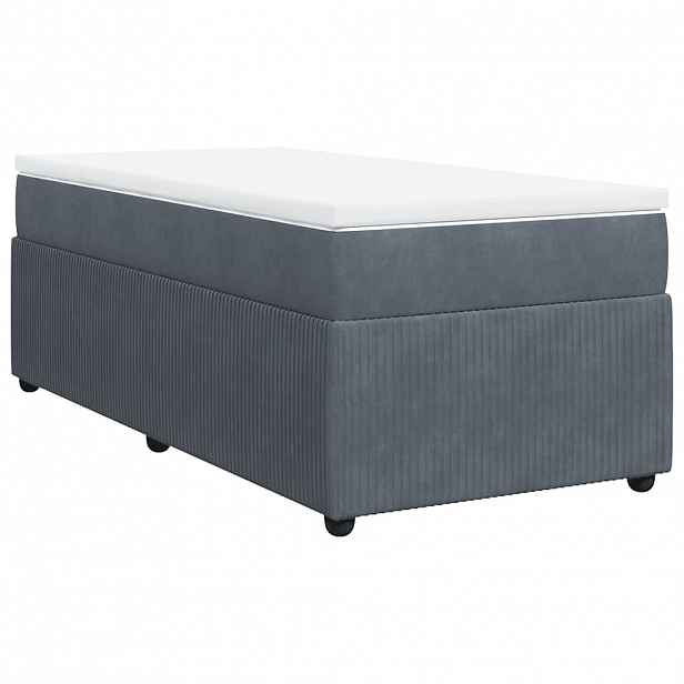 vidaXL Box spring postel s matrací tmavě šedá 90x200 cm samet