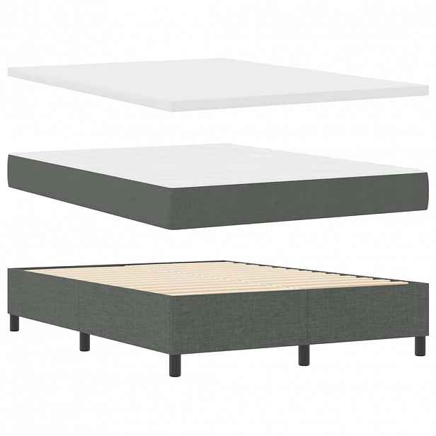 vidaXL LED box pružinová postel s čelo Tmavě šedá 140 x 190 cm textil