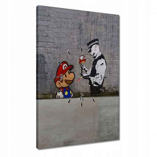 Hodiny 40x60 Banksy Houbař Policie