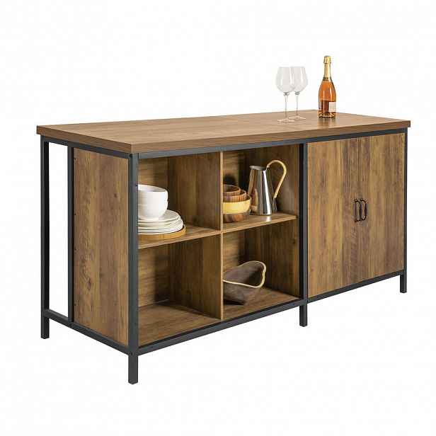 SoBuy KUCHYŇSKÝ OSTRŮVEK s jednou dvířky Hnědá 170x60x89cm Industriální