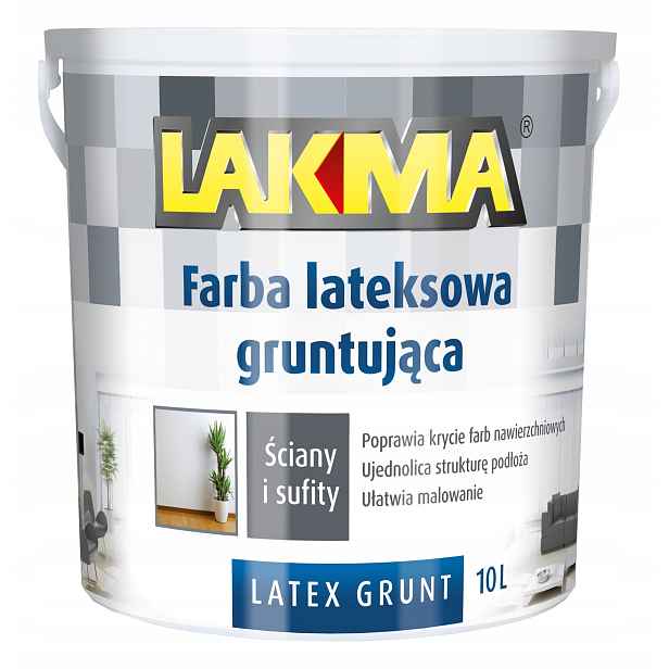 Barva Latexová podkladová emulze bílá Latex Grunt Lakma 10 L