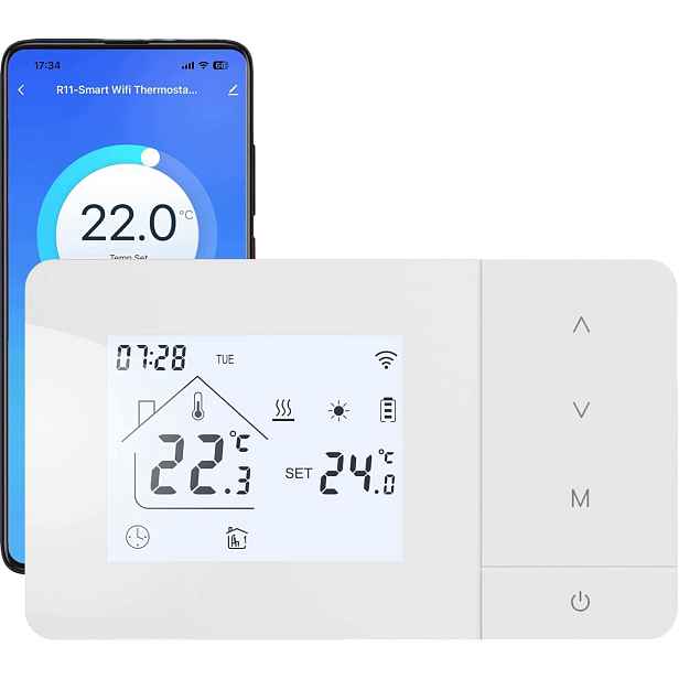 Bezdrátový pokojový termostat pro plynový kotel Inteligentní Wi-fi, bílý