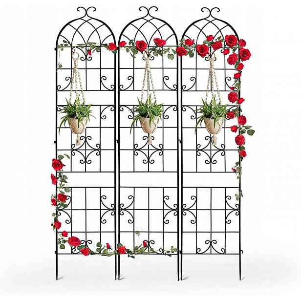 Pergola Kovová 3 Ks 220 CM Mřížka Na Popínavé Rostliny