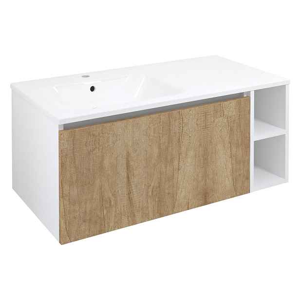 Sapho LOREA skříňka 100x46x51,5cm (80+20cm), levá, dub alabama/bílá mat