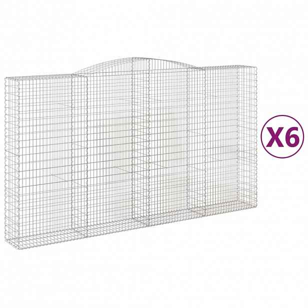 vidaXL Klenuté gabionové koše 6 ks 400x50x220/240cm pozinkované železo