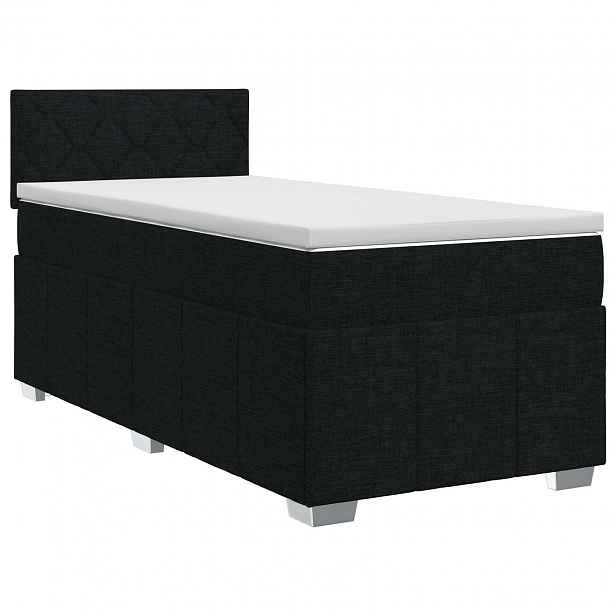 vidaXL Postel boxspring s matrací s čelo Černá 100 x 200 cm Textil