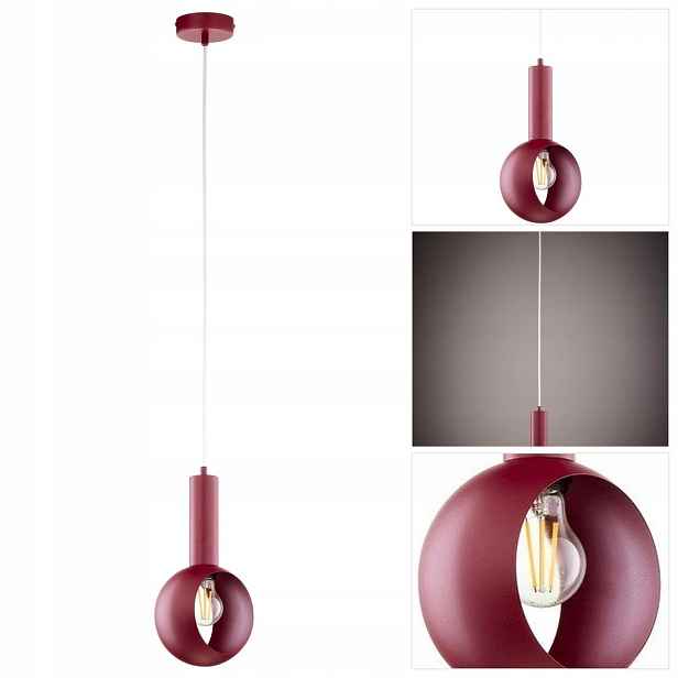 Červená závěsná lampa Vitrum s intenzivním leskem v jídelně Sigma Lighting