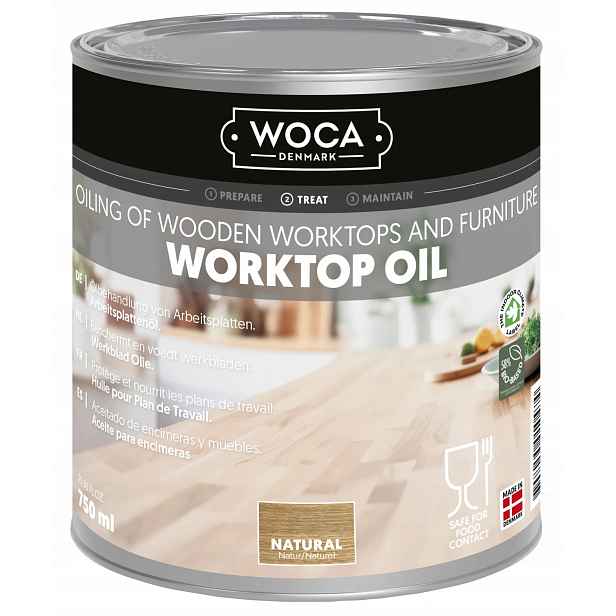 Woca Worktop Oil Natural 750 ml certifikovaný olej na dřevěné desky
