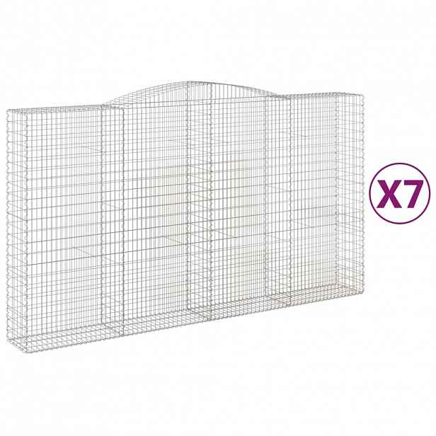 vidaXL Klenuté gabionové koše 7 ks 400x50x220/240cm pozinkované železo