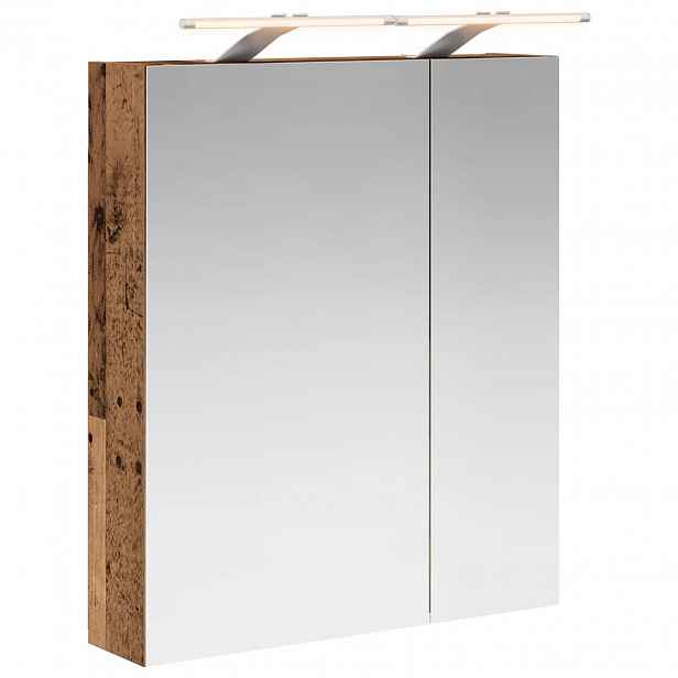 vidaXL Koupelnová zrcadlová skříň Staré dřevo 60 x 14,5 x 70 cm