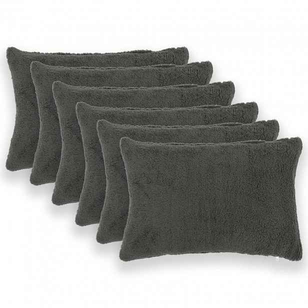 vidaXL Povlak na polštář 6 pcs HEERLEN Tmavě šedá 30 x 50 cm Bouclé