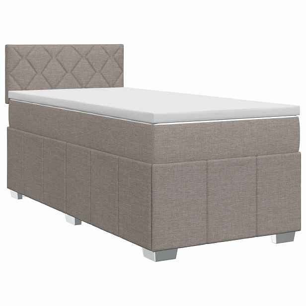 vidaXL Postel boxspring s matrací s čelo Taupe 100 x 200 cm Textil