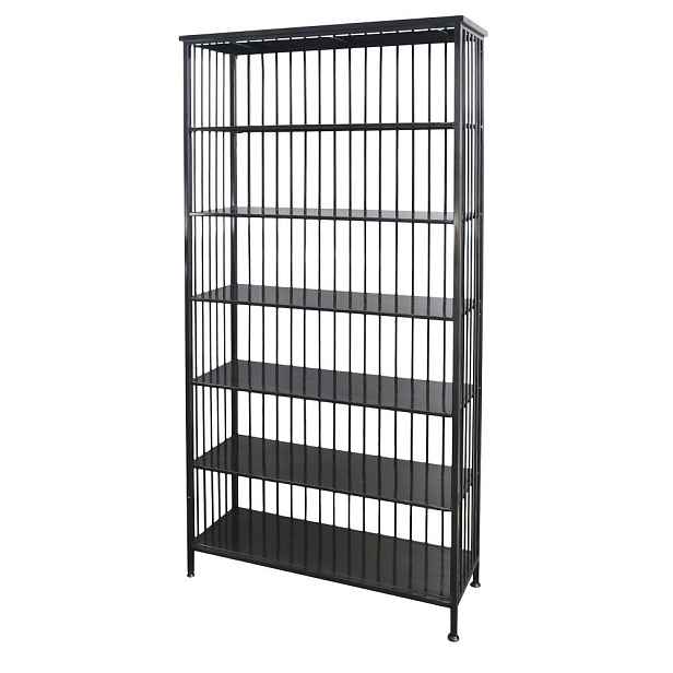 Černý kovový regál/ knihovna s policemi Vinni - 95*38*195cm Chic Antique