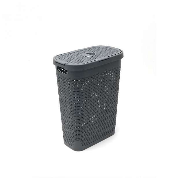 Šedý koš na prádlo Addis Rattan Effect Slim Hamper, 50 l