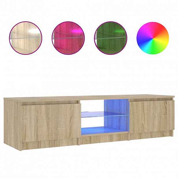 vidaXL TV skříňka s LED osvětlením kouřový dub 140 x 40 x 36 cm