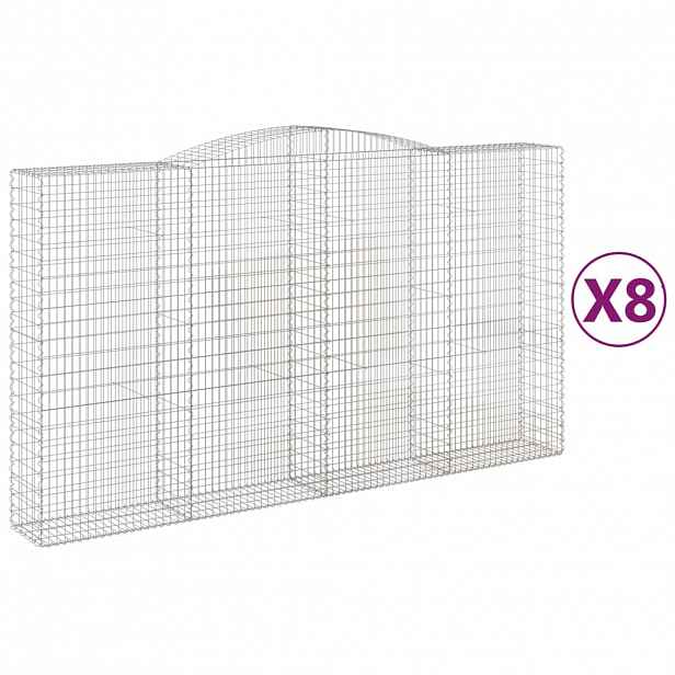 vidaXL Klenuté gabionové koše 8 ks 400x50x220/240cm pozinkované železo