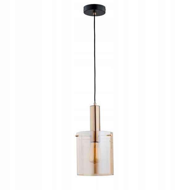 Závěsná bodová lampa černá zlatá skleněná jantarová stínidlo nad stůl Alfa