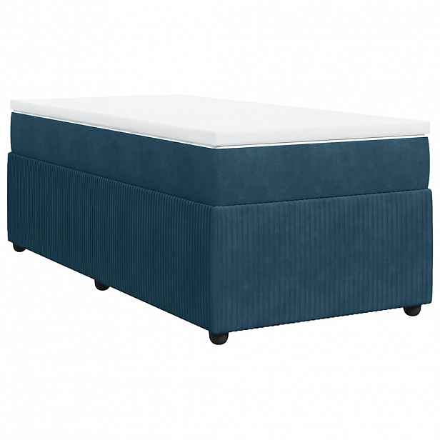 vidaXL Box spring postel s matrací tmavě modrá 90x200 cm samet
