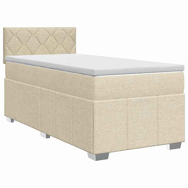 vidaXL Postel boxspring s matrací s čelo Krémová 100 x 200 cm Textil