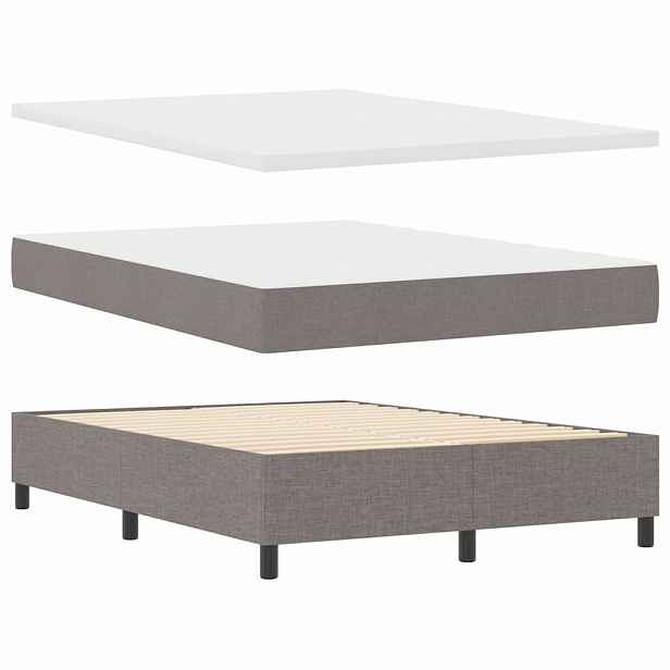 vidaXL LED box pružinová postel s čelo Taupe 140 x 190 cm textil