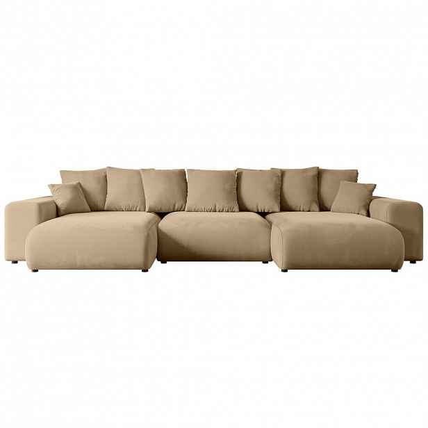 ALTDECOR SEDACÍ SOUPRAVA s funkcí lůžka ESKAR-U – 364 x 176 x 72 cm, béžový velur