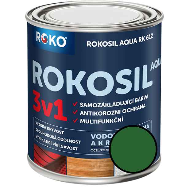 Barva samozákladující Rokosil Aqua 3v1 RK 612 5300 zelená střední, 3 l