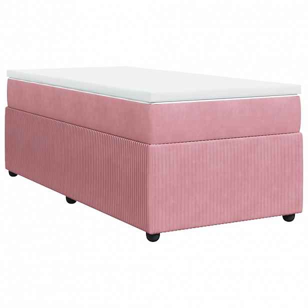 vidaXL Box spring postel s matrací růžová 90x200 cm samet