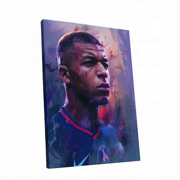 Obraz na plátně Portrét Kyliana Mbappého do bytu, pokoje, obýváku jako dárek 60x80