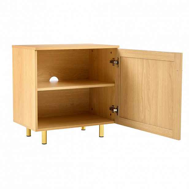 Modfu SKŘÍŇKA z MDF 60x63x40 cm přírodní s ratanovým výpletem a úložnou policí