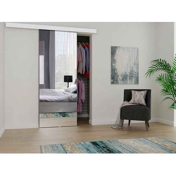 Posuvné interiérové dveře se zrcadlem PALMIRA - 70 cm, bílé
