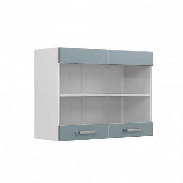 Vicco UNIVERZÁLNÍ NÁSTĚNNÁ SKŘÍŇKA R-Line Modrošedá 80 cm se skleněnými dvířky
