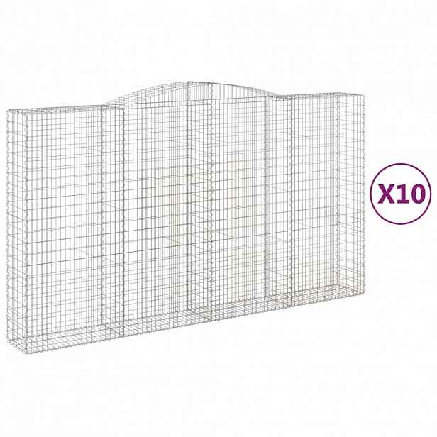 vidaXL Klenuté gabionové koše 10ks 400x50x220/240cm pozinkované železo