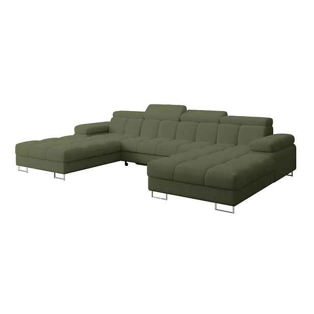 ALTDECOR SEDACÍ SOUPRAVA s funkcí spaní a úložným prostorem COMA U2 345x203x79 zelená buklé