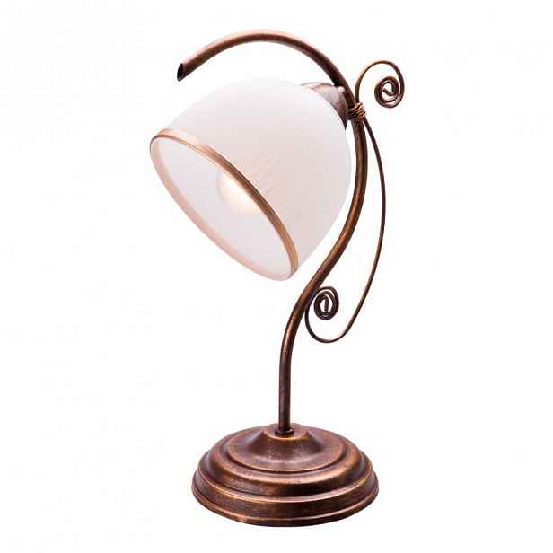 Bílo-hnědá stolní lampa Lamkur