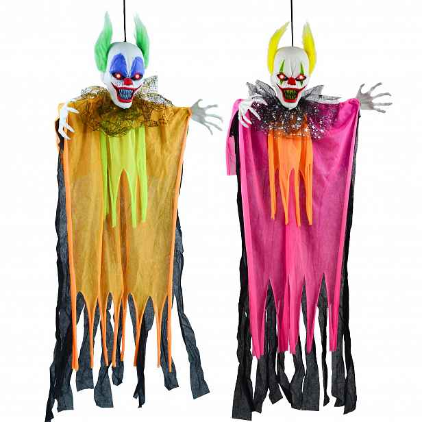 Halloweenští Klauni Visící 2 Ks 91 CM Led Červené Oči Dekorace