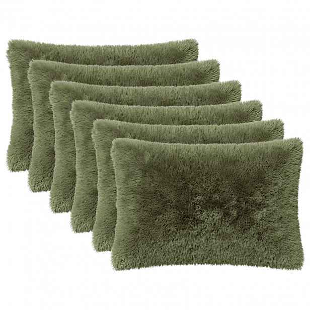 vidaXL Povlak na polštář 6 pcs HEERLEN Zelená 30 x 50 cm PV fleece