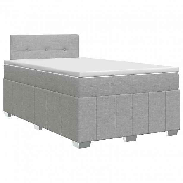 vidaXL Postel boxspring s matrací Světle šedá 120 x 190 cm Textil