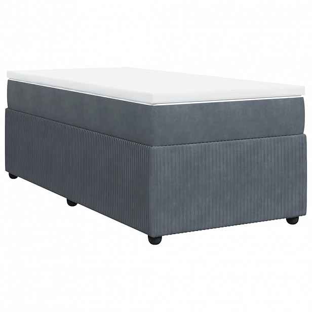 vidaXL Box spring postel s matrací tmavě šedá 100x200 cm samet