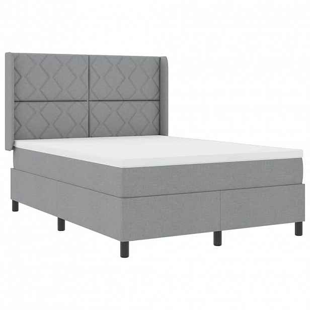 vidaXL LED box pružinová postel s čelo Světle šedá 140 x 200 cm textil