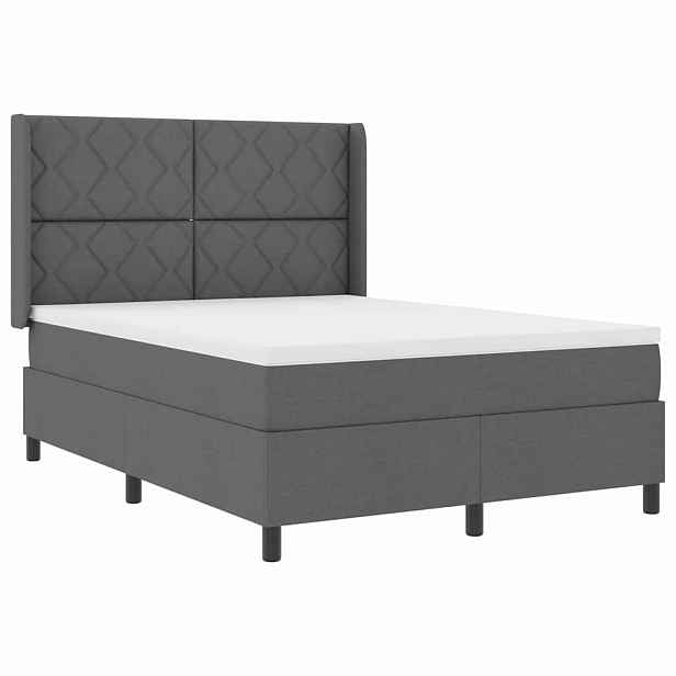 vidaXL LED box pružinová postel s čelo Tmavě šedá 140 x 200 cm textil