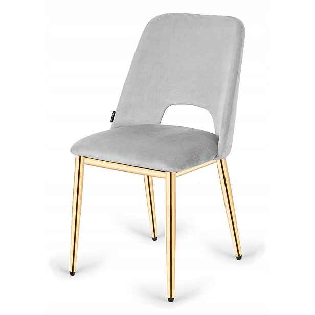 Čalouněná židle Goti Light Grey Velvet Gold Lugano