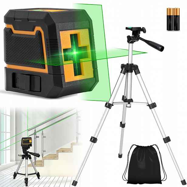 Laserová Vodováha Laser 360 4D Křížový Stativ Kufr Sada S 2 Bateriemi