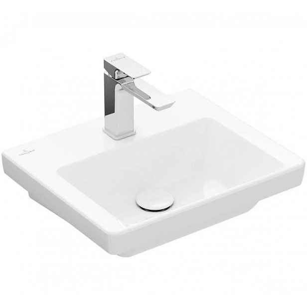 Villeroy & Boch Subway 3.0 - Umývátko 45x37 cm, bez přepadu, otvor pro baterii, CeramicPlus, alpská bílá 437046R1